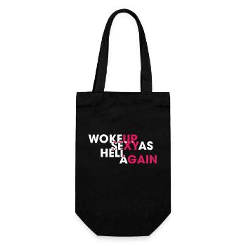Woke Up Sexy As Hell Again Funny Self Confidence - Geschenkbeutel für Flaschen - Schwarz - Vorne