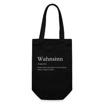 Duden T-Shirt Wahnsinn Schriftzug Bedeutung - Geschenkbeutel für Flaschen - Schwarz - Vorne