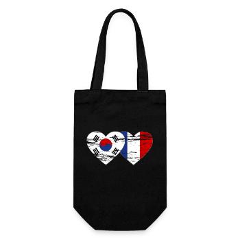 Corée du Sud France Drapeau Coeur Utilisé - Sac à bouteille - noir - Devant