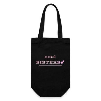 Besties - soul sisters - Geschenkbeutel für Flaschen - Schwarz - Vorne