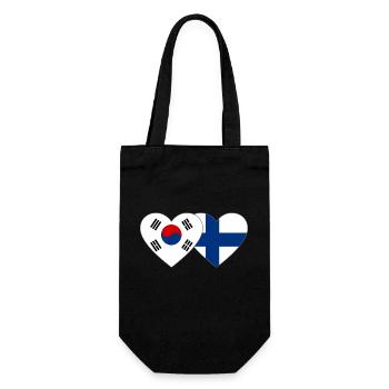 Südkorea Finnland Flagge Herz - Geschenkbeutel für Flaschen - Schwarz - Vorne