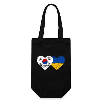 Südkorea Ukraine Flagge Herz used - Geschenkbeutel für Flaschen - Schwarz - Vorne