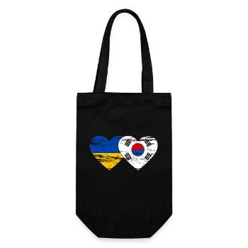 Ukraine Südkorea Flagge Herz used - Geschenkbeutel für Flaschen - Schwarz - Vorne