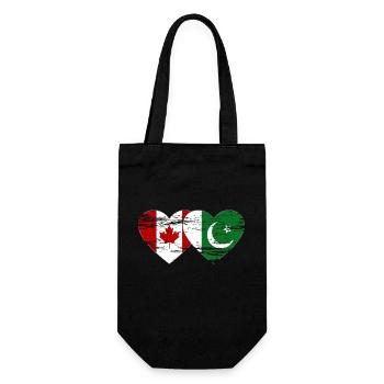 Canada Pakistan flag heart used - Gift Bag for Bottles - black - Front