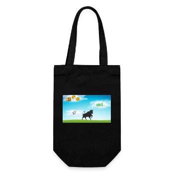 Börsenbulle im Börsenparadies - Geschenkbeutel für Flaschen - Schwarz - Vorne