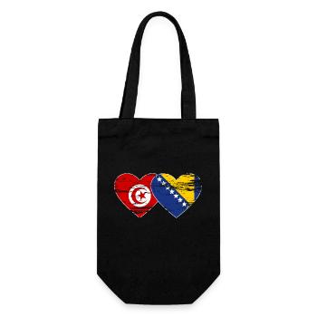 Tunisie Bosnie drapeau coeur utilisé - Sac à bouteille - noir - Devant