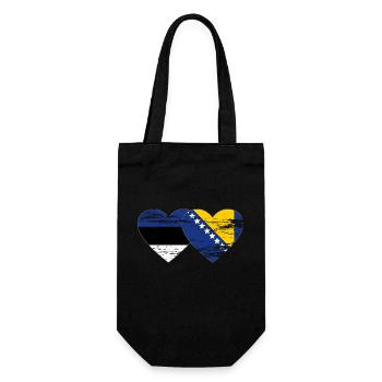 Estonia Bosnia flag heart used - Gift Bag for Bottles - black - Front