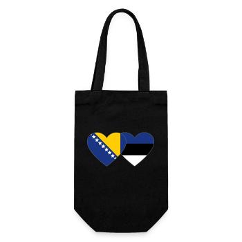 Bosnien Estland Flagge Herz - Geschenkbeutel für Flaschen - Schwarz - Vorne