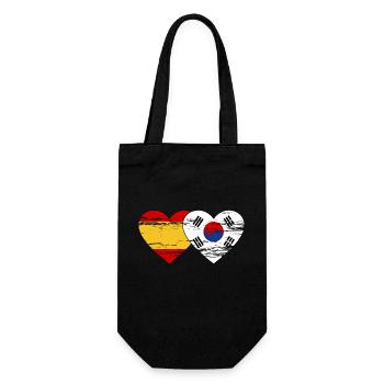 Spain, South Korea, flag, heart used - Gift Bag for Bottles - black - Front