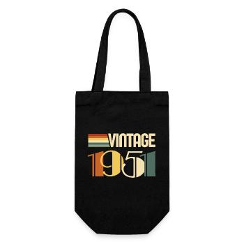 Jahrgang 1951 - 1951 Jubiläumsgeschenk - Geschenkbeutel für Flaschen - Schwarz - Vorne