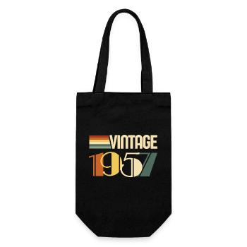 Jahrgang 1957 - 1957 Jubiläumsgeschenk - Geschenkbeutel für Flaschen - Schwarz - Vorne