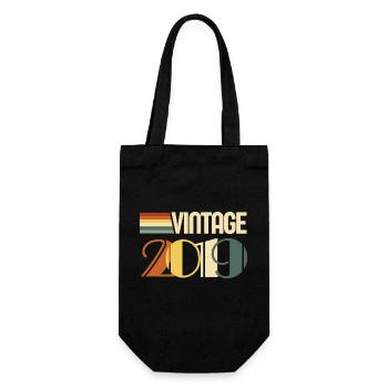 Jahrgang 2019 - 2019 Jubiläumsgeschenk - Geschenkbeutel für Flaschen - Schwarz - Vorne