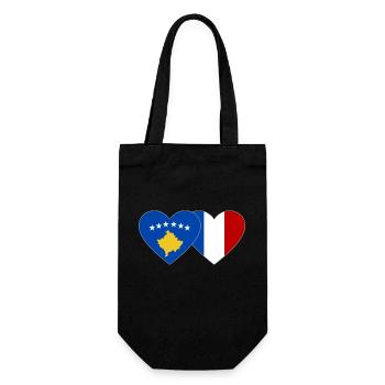 Kosovo France Flag Heart - Gift Bag for Bottles - black - Front