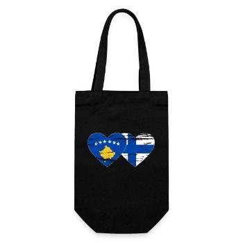 Kosovo Finlande drapeau coeur utilisé - Sac à bouteille - noir - Devant