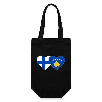 Finnland Kosovo Flagge Herz - Geschenkbeutel für Flaschen - Schwarz - Vorne