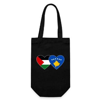 Palestine Kosovo drapeau coeur - Sac à bouteille - noir - Devant