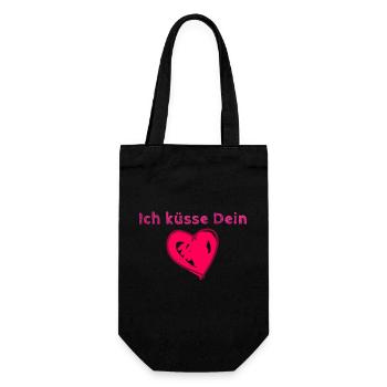 Herz, küsse, ich küsse dein Herz, valentinstag - Geschenkbeutel für Flaschen - Schwarz - Vorne