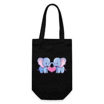 Elephant Couple Love Couple In Love - Gift Bag for Bottles - black - Front