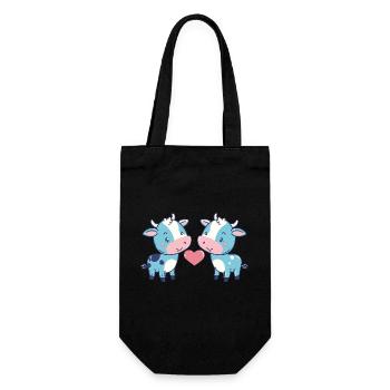 Cow Couple Love Couple In Love - Gift Bag for Bottles - black - Front