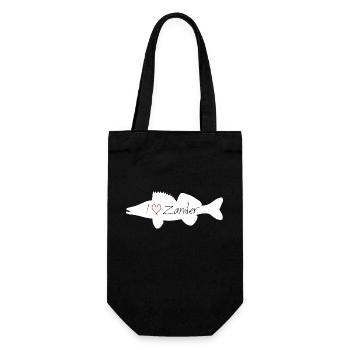 I Love Zander white - Gift Bag for Bottles - black - Front