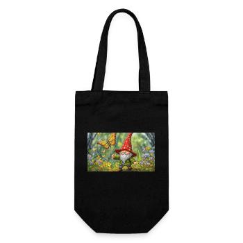 gnome flying a butterfly like a kite - Gift Bag for Bottles - black - Front