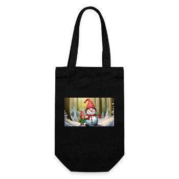 mignons petits gnomes vie quotidienne construction bonhomme de neige - Sac à bouteille - noir - Devant