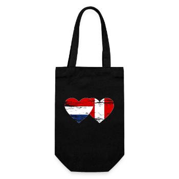 Holland Peru Flagge Herz used - Geschenkbeutel für Flaschen - Schwarz - Vorne
