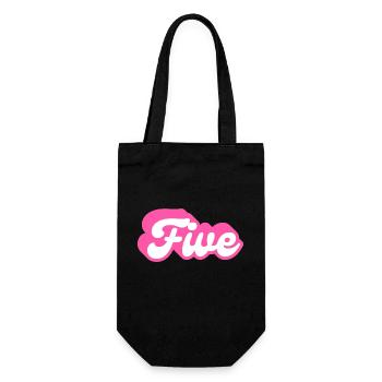 Fünfter Geburtstag - 5. Geburtstag Retro Pink - Geschenkbeutel für Flaschen - Schwarz - Vorne