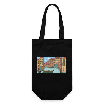 Venice, Italy - Pixel Art - Gift Bag for Bottles - black - Front
