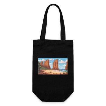 Great Ocean Road, Australia - Pixel Art - Gift Bag for Bottles - black - Front