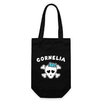 Piratin Cornelia Design für Mädchen und Frauen - Geschenkbeutel für Flaschen - Schwarz - Vorne
