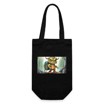 Green monster with horns - young cute little - Gift Bag for Bottles - black - Front