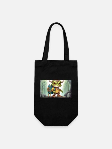 Grünes Monster mit Hörnern - junges, niedliches kleines - Geschenkbeutel für Flaschen - Schwarz