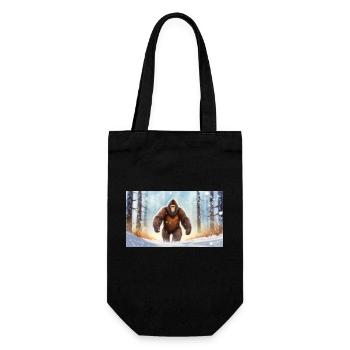 Sasquatch Bigfoot im Wald - jung niedlich - Geschenkbeutel für Flaschen - Schwarz - Vorne