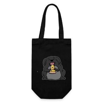 Fat Labrador Dog Eating Pizza Funny Comic Style - Gift Bag for Bottles - black - Front