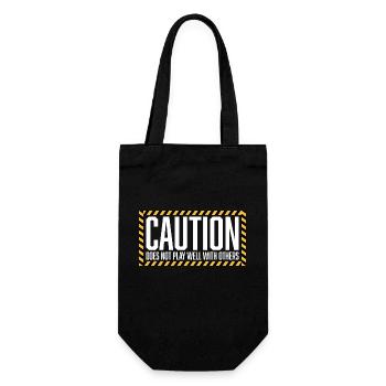 Caution Does Not Play Well With Others Warnung - Geschenkbeutel für Flaschen - Schwarz - Vorne