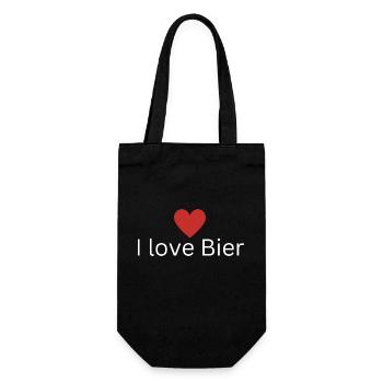 I love Bier - Geschenkbeutel für Flaschen - Schwarz - Vorne