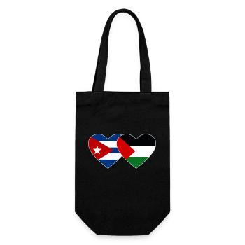 Cuba Palestine drapeau coeur - Sac à bouteille - noir - Devant
