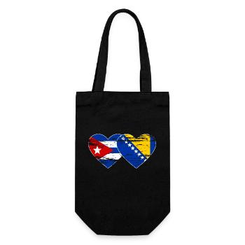 Kuba Bosnien Flagge Herz used - Geschenkbeutel für Flaschen - Schwarz - Vorne
