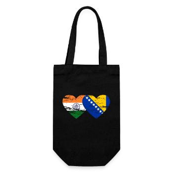 India Bosnia Flag Heart Used - Gift Bag for Bottles - black - Front