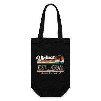 1992 Born Vintage Birthday Gift - Gift Bag for Bottles - black - Front