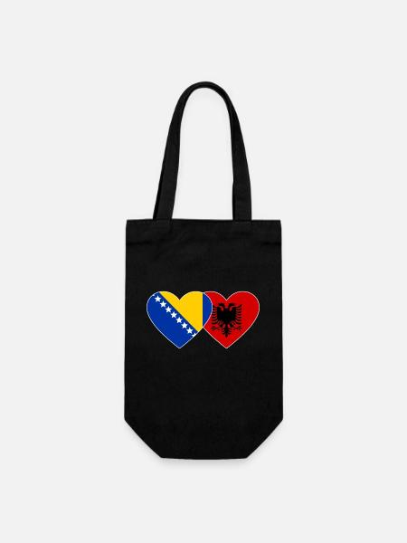 Bosnie Albanie Drapeau Coeur - Sac à bouteille - noir