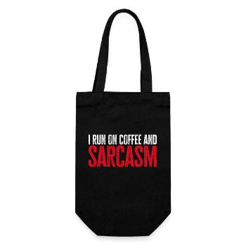 Coffee Gift: I Run On Coffee And Sarcasm - Gift Bag for Bottles - black - Front