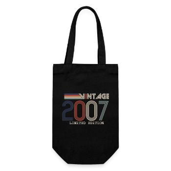 Jahrgang 2007 Jubiläumsgeschenk - Jahrgang 2007 - Geschenkbeutel für Flaschen - Schwarz - Vorne