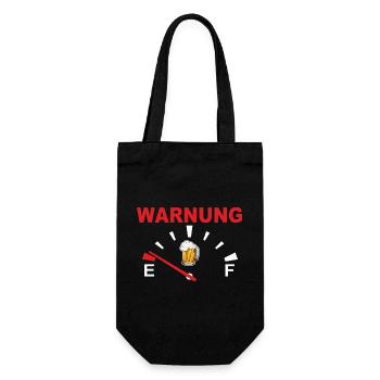 Warnung mit Bierglas Motiv - Geschenkbeutel für Flaschen - Schwarz - Vorne