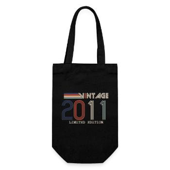Jahrgang 2011 Jubiläumsgeschenk - Jahrgang 2011 - Geschenkbeutel für Flaschen - Schwarz - Vorne