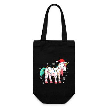 Noël licorne - Sac à bouteille - noir - Devant