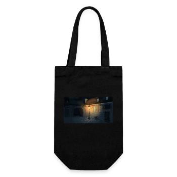 Ruelle nocturne avec lampadaire - Sac à bouteille - noir - Devant