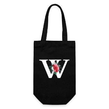 Letter w floral red - Gift Bag for Bottles - black - Front
