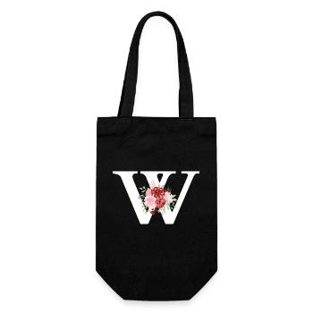 Letter w floral red - Gift Bag for Bottles - black - Front